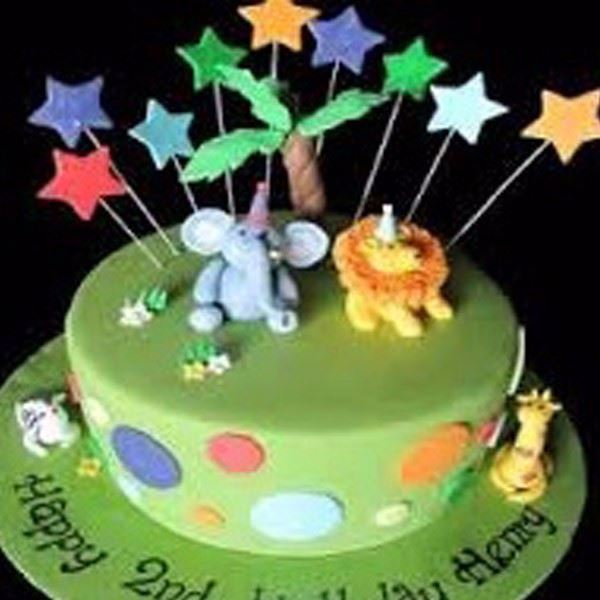 Jungle Party Cream Fondant Cake AK20
