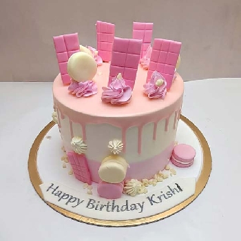 Macaroons and Chocolates Pink Drip Cake