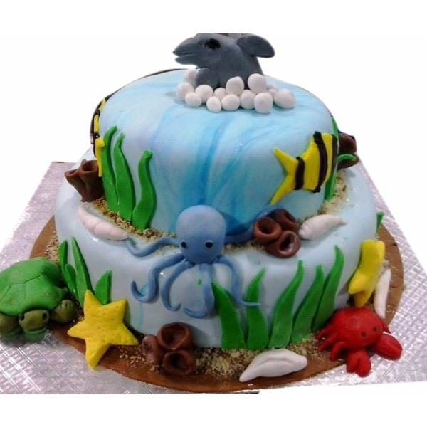 Ocean Theme1 Fondant Cake