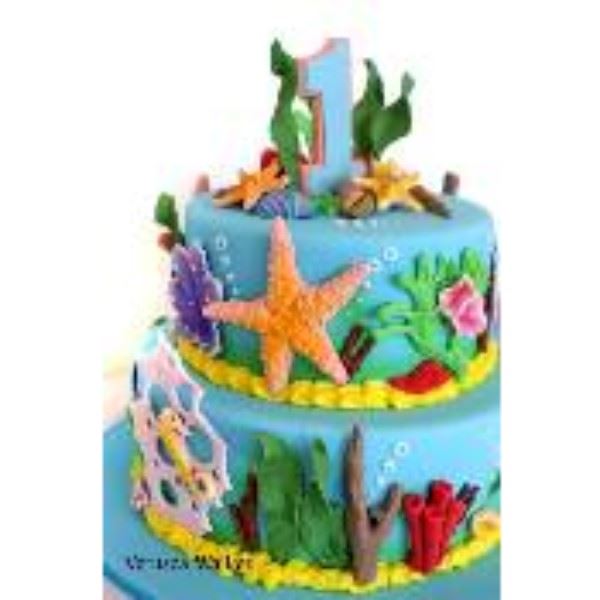 Ocean Theme2 Cream Fondant Cake