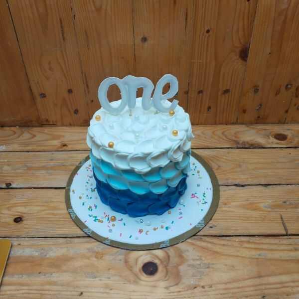 Ocean Waves First Birthday Cake