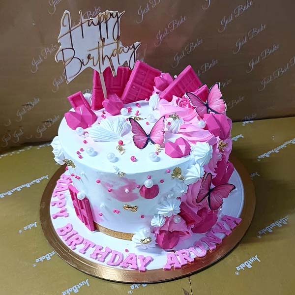 Pink butterfly birthday cake