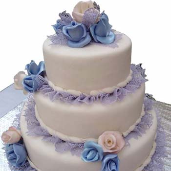 Purple and White Fondant Cake