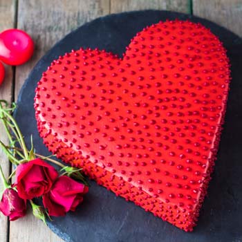 Valentines Day Red Heart Shape  Cake