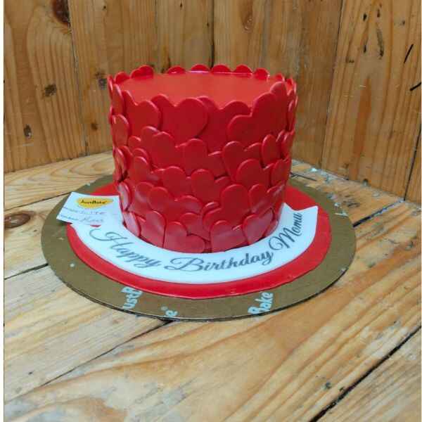 Red Heart Themed Birthday Cake