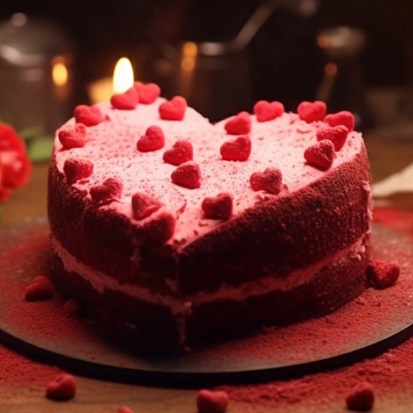Valentines Day Red Small Heart Shape Cake 