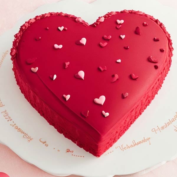 Valentines Day Red Heart Shape Cake 