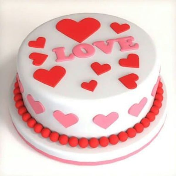  Valentines Day Heart Theme Cake DE42