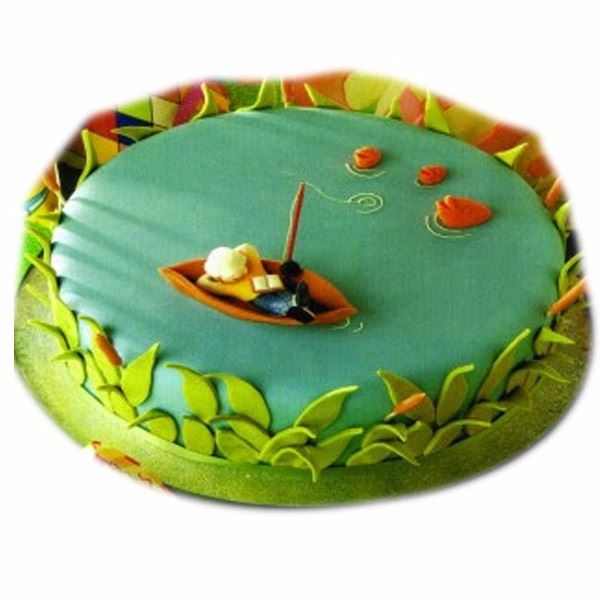 Week end Fishing Cream Fondant Cake