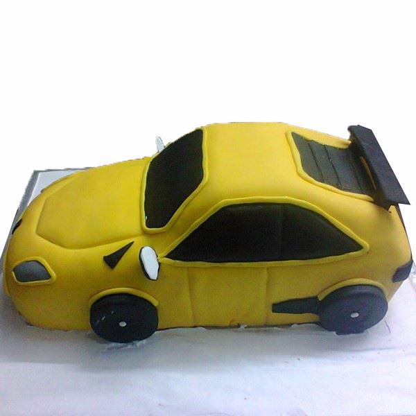 Yellow Fancy Fondant  3D Car Cake