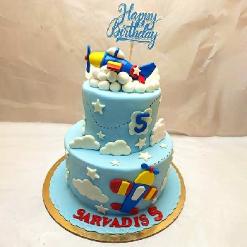 2-Tier Aeroplane Theme Cake
