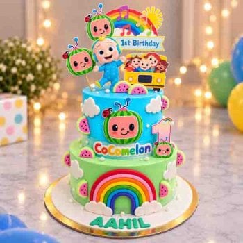 2-Tier Cocomelon Birthday Cake 01
