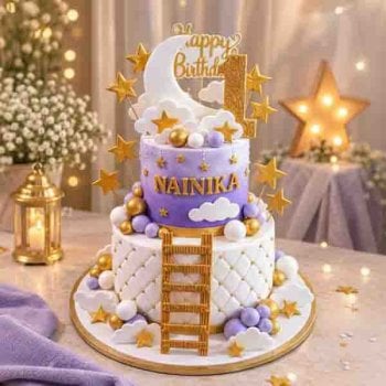 2 Tier Moon Design Cake