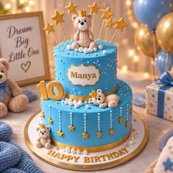 2 Tier Teddy Bear Blue Cake