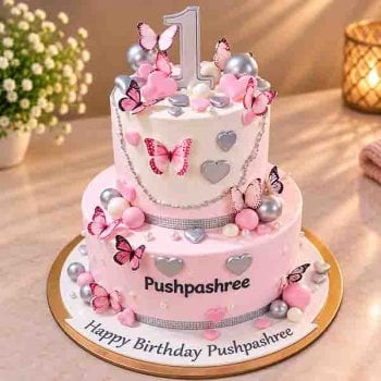 2 Tier Butterflies Birthday Theme Cake