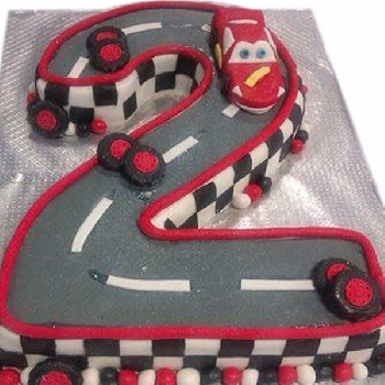 3D Number2 Pit Stop Fondant Cake