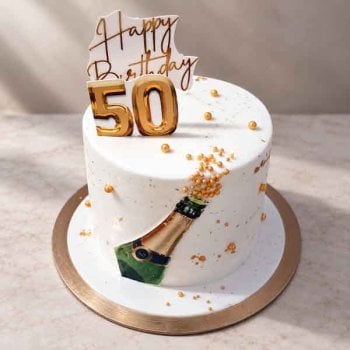 50th Birthday Champagne Bottle Theme Cake