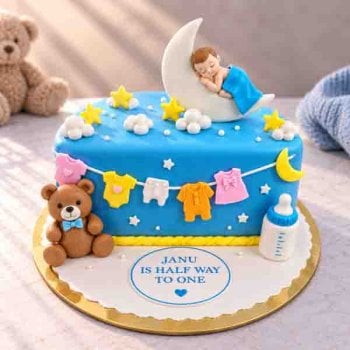 6 Months Birthday Bear Cake
