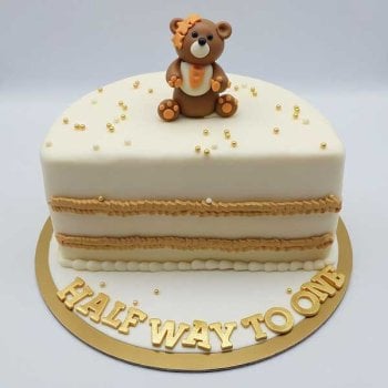 6 Months Golden teddy Bear Cake