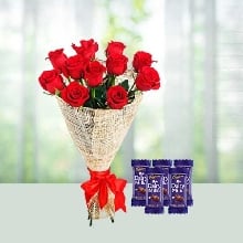 Dreamy Red Rose Bouquet with Cadbury Bars