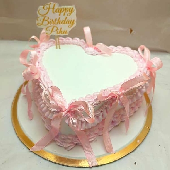 Pink Ribbon Heart Cake