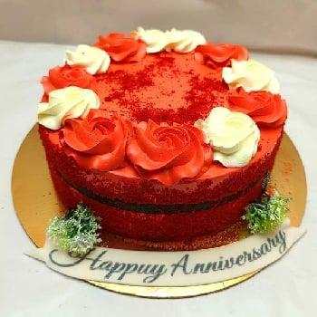 Red Velvet Flower Cake