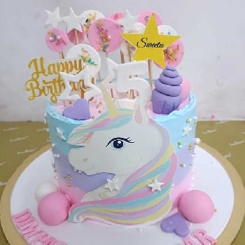 Unicorn Theme Pink Cake