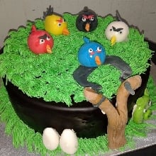 Angry Birds Ready for Action Cream Fondant Cake