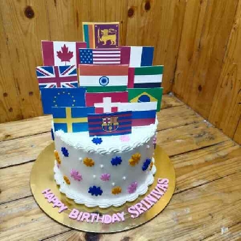 Around the World Celebration Cake