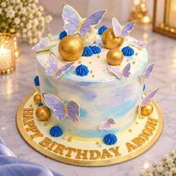 Blue and Purple Butterfly Cake