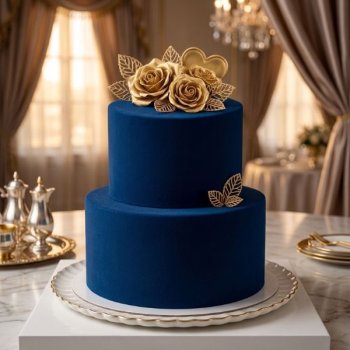 Blue & Gold Wedding Cake