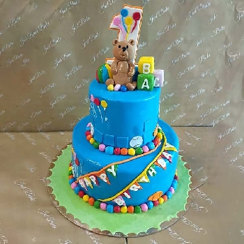 2 Tier Teddy Blue Cake