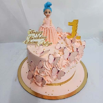 Butterfly And Doll Theme cake