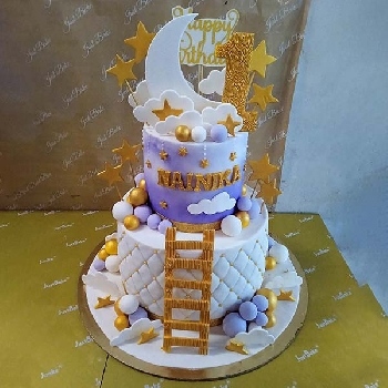 2 Tier Moon Design Cake