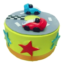 Car Ride Cream Fondant Cake