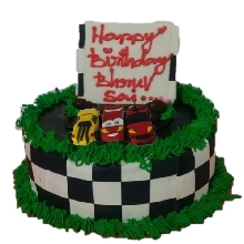 Circular Race Track Cream Fondant Cake