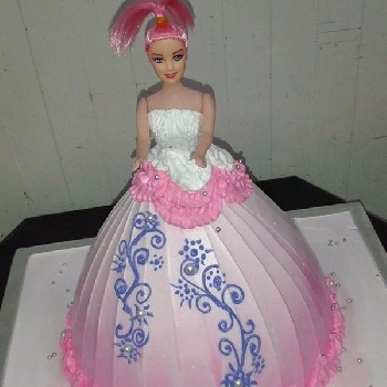 Double Frill Gown Doll Theme Cake