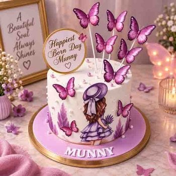 Girl With Butterfly Cake