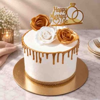 Golden Drip Anniversary cake