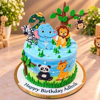 Jungle Animals Theme Cake