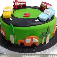 My Car Track Cream Fondant Cake