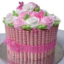 Pink Bouquet Cream Ch Cigars Cake