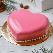 Pink Heart Shape Valentines Day Cake