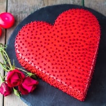 Red Heart Shape Valentines Day Cake