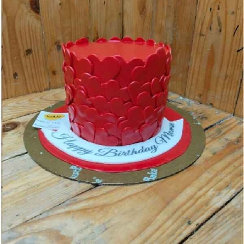 Red Heart Themed Birthday Cake