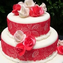 Red Lace Fondant Cake