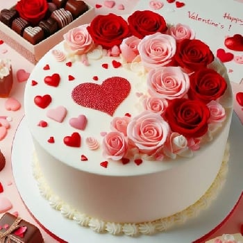 Valentines Day flower Cake light pink