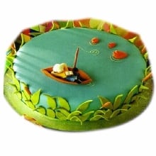 Week end Fishing Cream Fondant Cake
